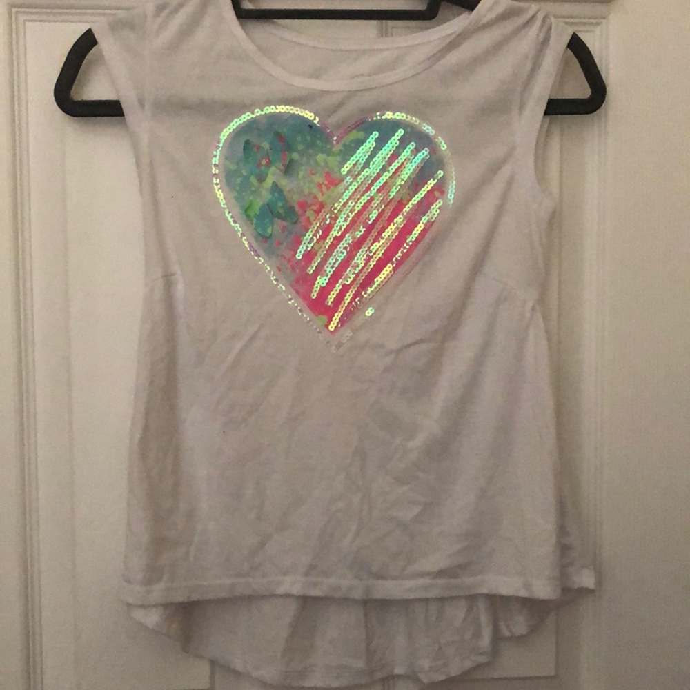 Rainbow heart tee shirt with butterflies